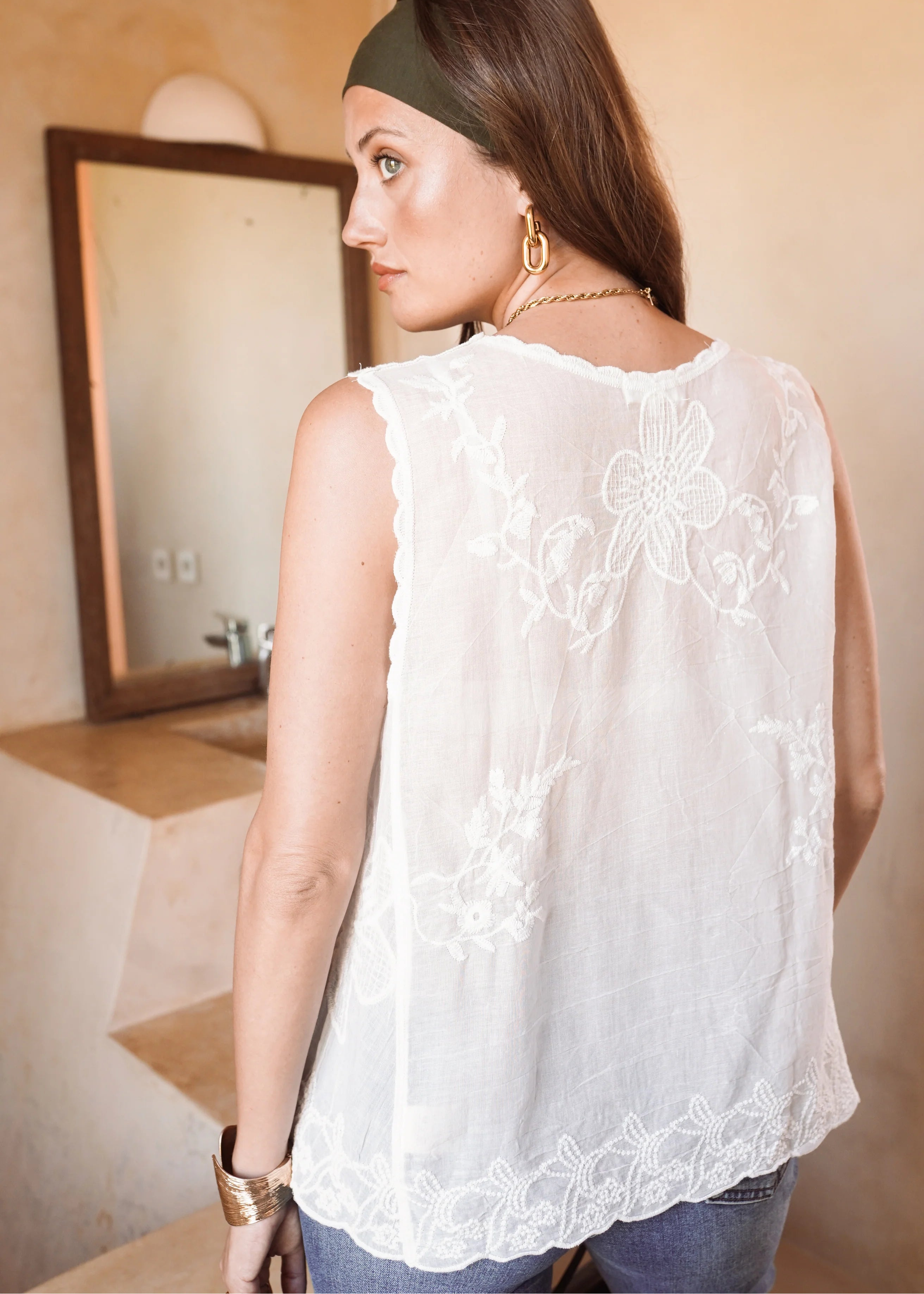 Top Marta à broderies blanc L'adresse Corte