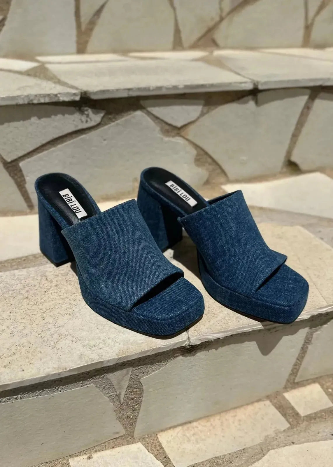 Mules à talons Bibi Lou Magnolia Denim - L'adresse Corte