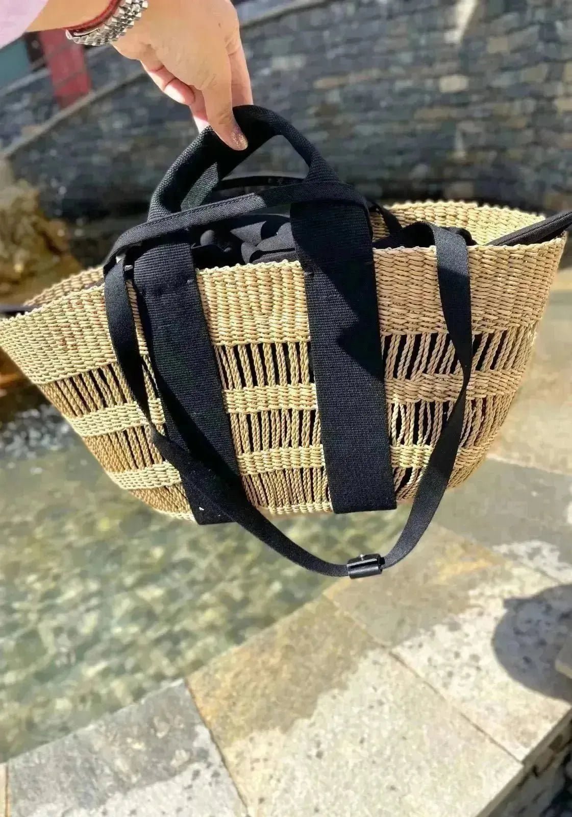 Panier Muuñ George Net - Natural - Black Handles - L'adresse Corte