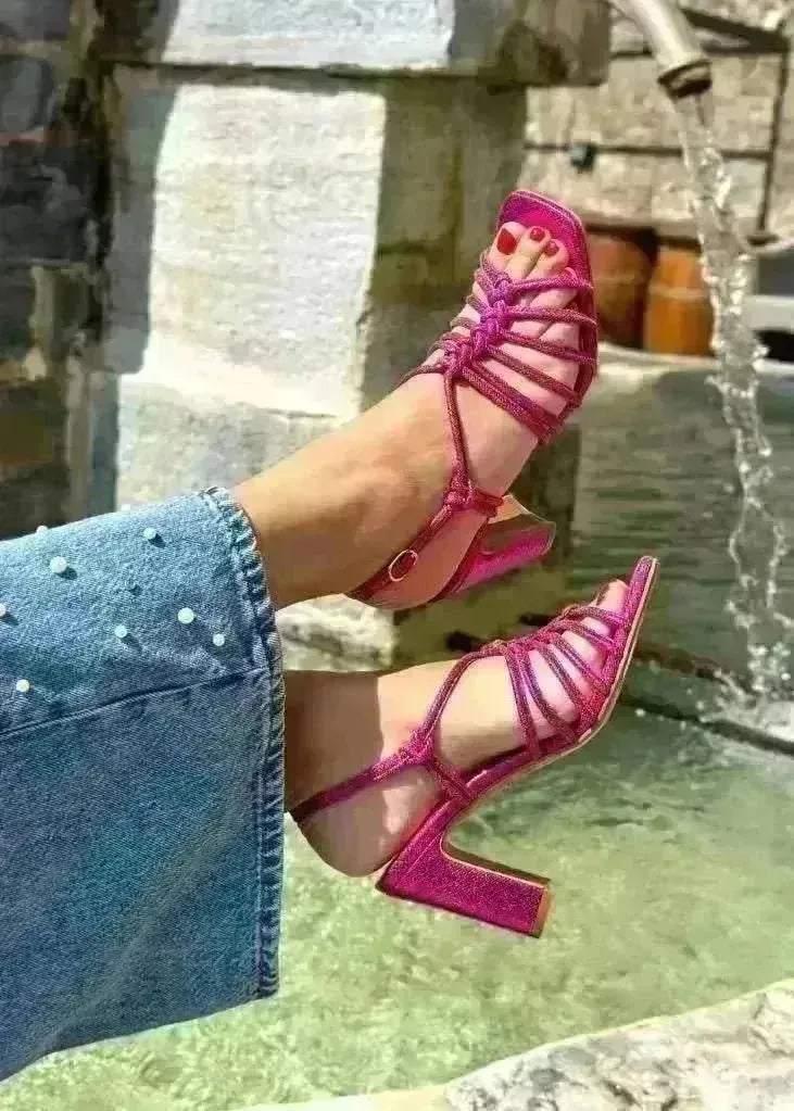 Sandales à talons Anaki Paris Meryl Fuchsia irisé - L'adresse Corte